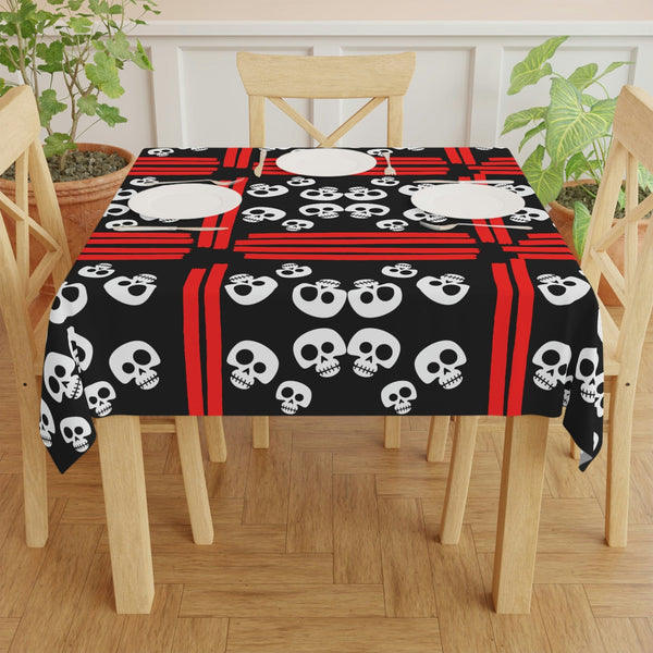 Skull White Red Black Tablecloth