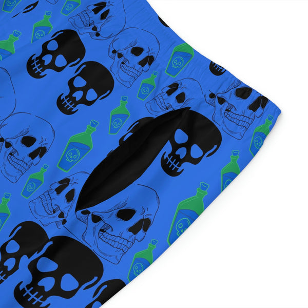 Men's Black Skulls Blue Board Shorts