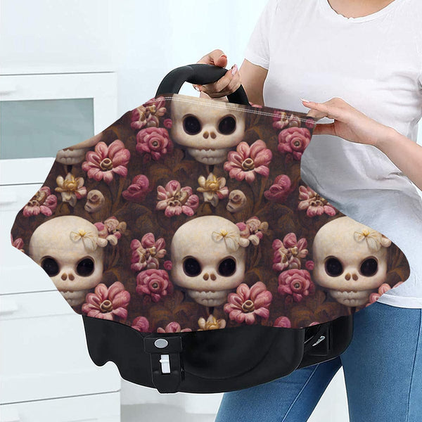 Cute Pink Flower Skull Infant Car Seat Cover