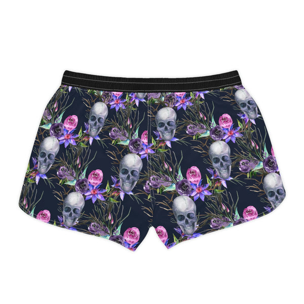 Women's Purple Skull Floral Casual Shorts