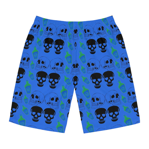 Men's Black Skulls Blue Board Shorts