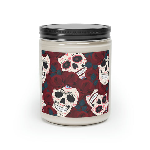 Skull Red Roses Crown Scented Candle 2 Scents