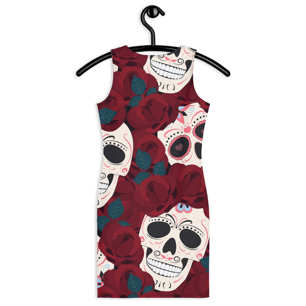 Women's Red Skull Floral Dress