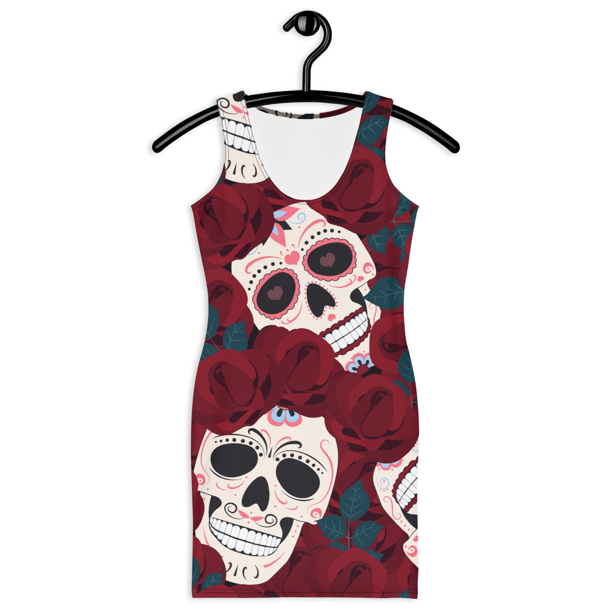 red skull dress Wine Red 1950s Skull Mesh Swing Dress