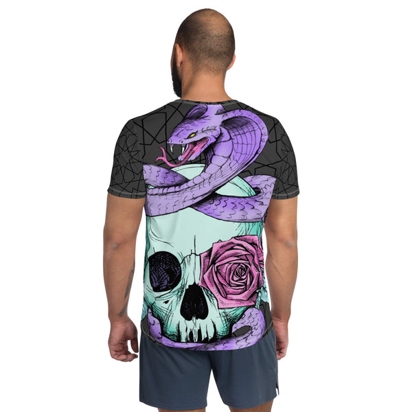 Skull Snake All Over Print Men's Athletic T-shirt