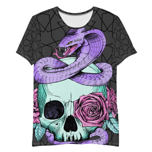 Skull Snake All Over Print Men's Athletic T-shirt