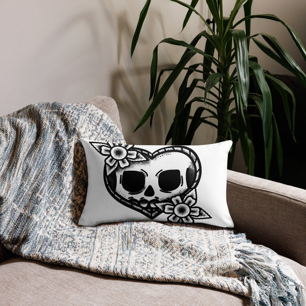 Heart Skull Floral Premium Pillow 3 Sizes