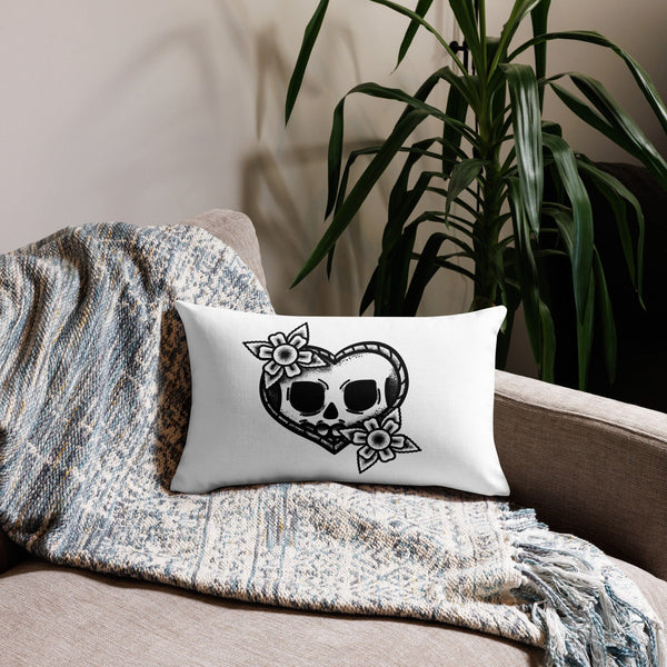Heart Skull Floral Premium Pillow 3 Sizes