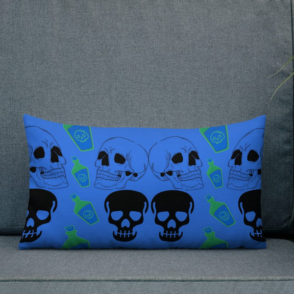 Blue Skull Print Premium Pillow 3 Sizes