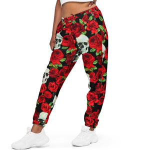 Women's Skull Red Floral Track Pants