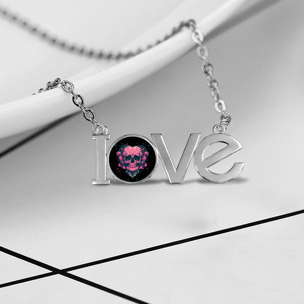 Skull Heart LOVE Letters Couple Pendant Necklace