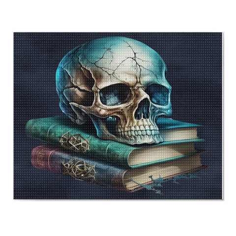 Gothic Skull & Books Square Diamond Painting Kit