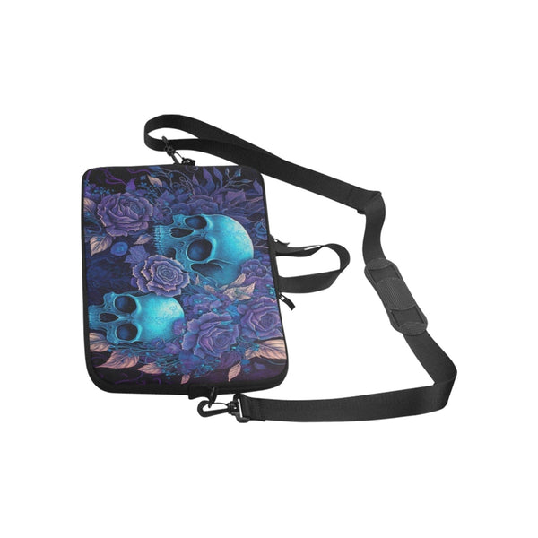 Skulls Blue Floral Laptop Bag Macbook Pro 17"