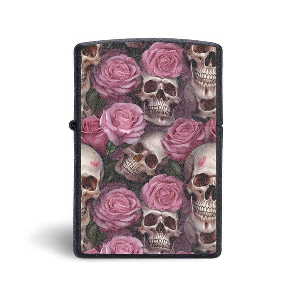 Skulls And Roses Stainless Steel Lighter Case
