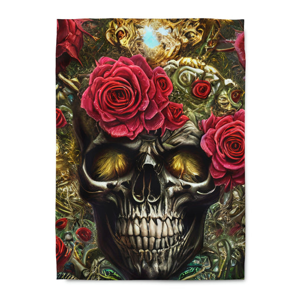 Skull Red Floral Duvet Cover 3 Sizes