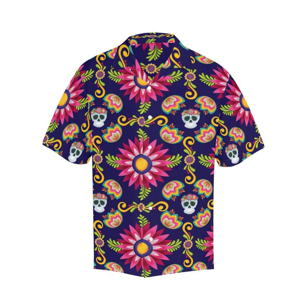 Men's Bright Skulls Floral Hawaiian Shirt