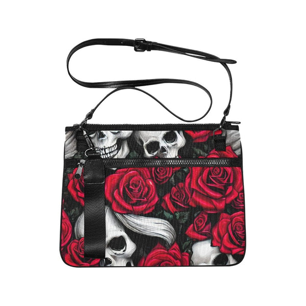 Skulls & Roses Slim Clutch Bag