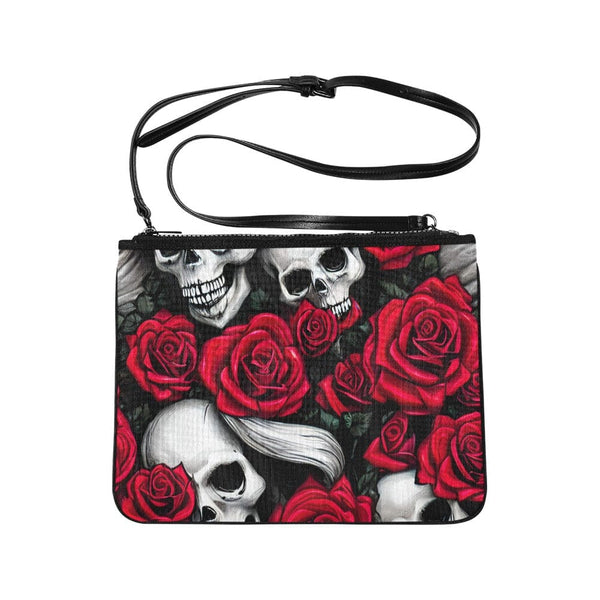 Skulls & Roses Slim Clutch Bag