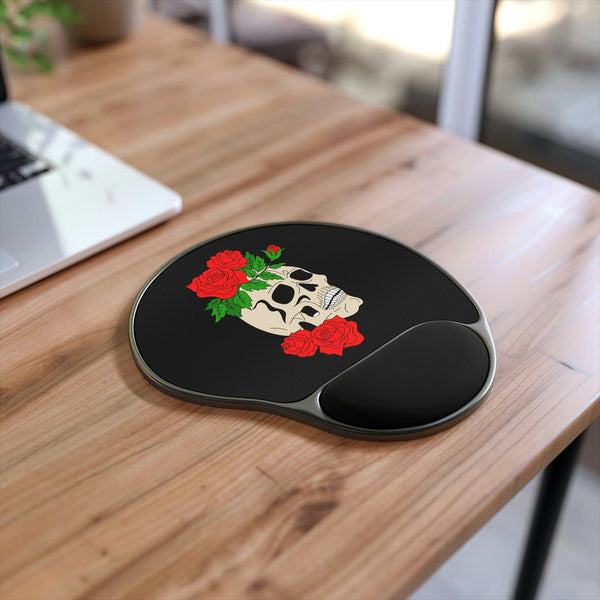 Skull Head & Roses Mouse Pad With Wrist Rest