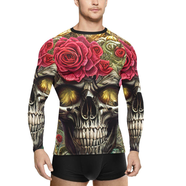 This Skull Red Roses Swim Shirt Is Perfect for any Outdoor Water Activity