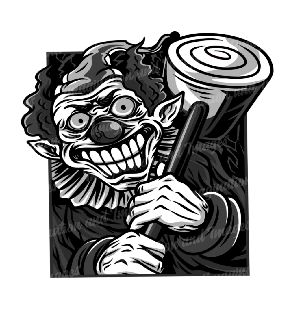 Crazy Clown With Hammer Image | Instant Download | Digital File | SVG | JPG | PNG | EPS