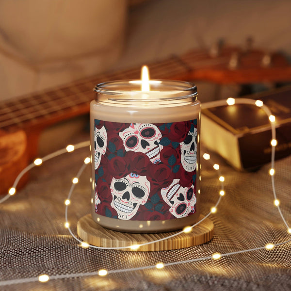Skull Red Roses Crown Scented Candle 2 Scents