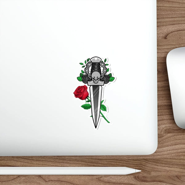 Skull Blade Red Roses - Original Skull Die-Cut Stickers