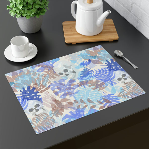 Skulls Blue & Beigh Leaves Placemat, 1pc