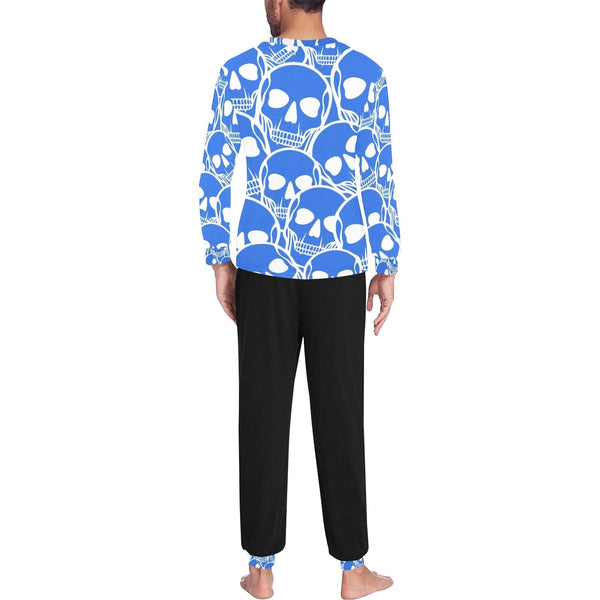 Men's Blue Skulls Black Bottms Pajama Set