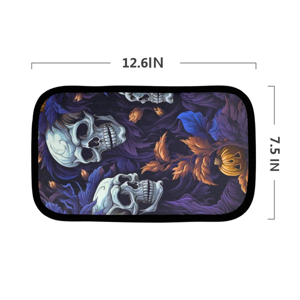 Skull With Blue Floral Console Cover Car Armrest Cover