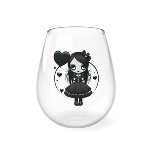 Goth Girl Stemless Wine Glass, 11.75oz
