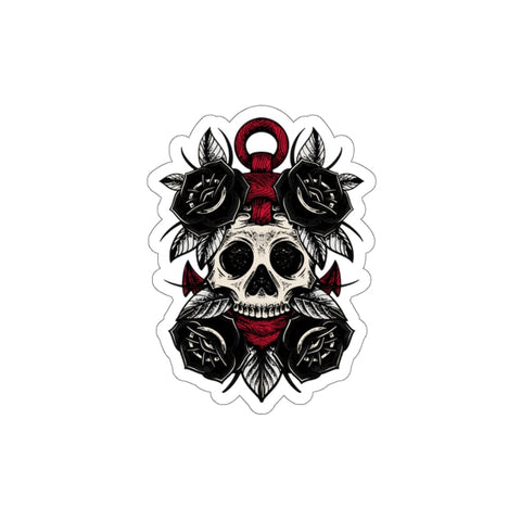 4 Black Roses Skull - Original Skull Die-Cut Stickers