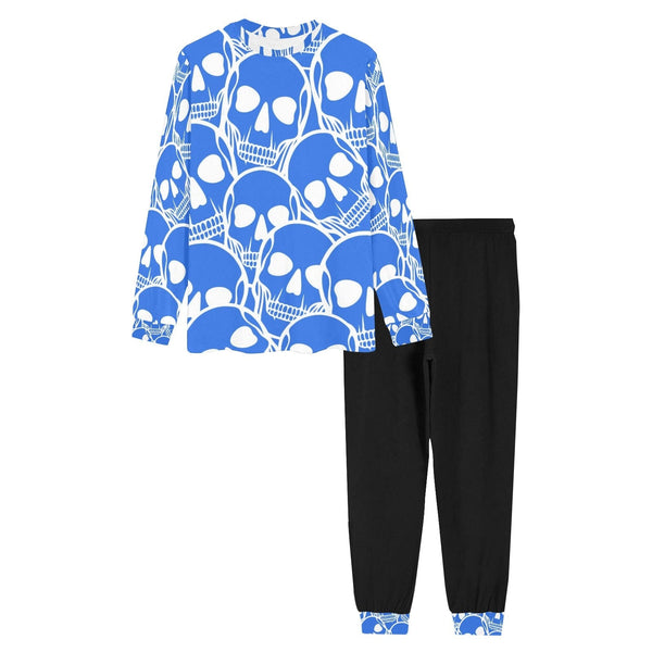 Men's Blue Skulls Black Bottms Pajama Set