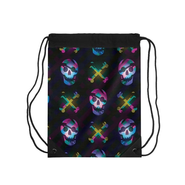 Neon Skull & Bones Drawstring Backpack