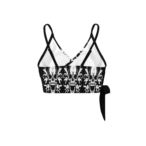 This Women's Skull Butterfly Side Knot Bikini Top Provides Effortless Style For Summer Fun