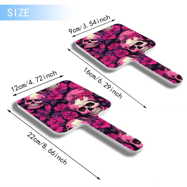 Pink And Purple Flowers With Skulls Handle Square Mirror