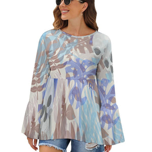 Women's Blue Skull High And Low Blouse