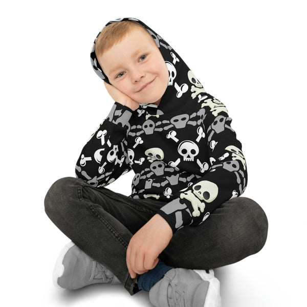 White Skull & Crossbones Black Children's Hoodie