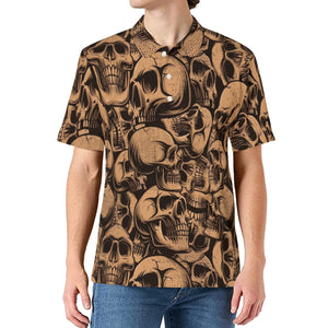 Brown Skulls Short Sleeve Polo Shirt