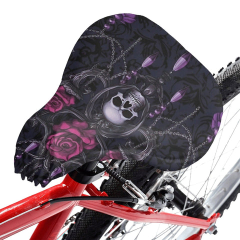 Skull And Pink Roses Waterproof Bicycle Seat Cover