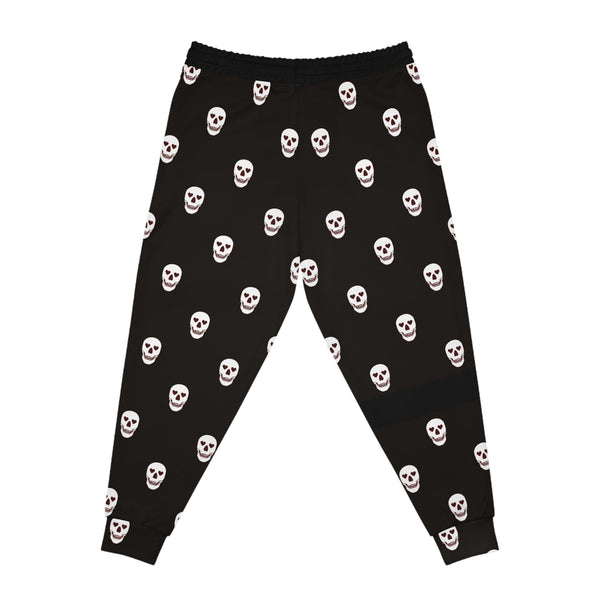 Men's Black With White Skull Athletic Joggers
