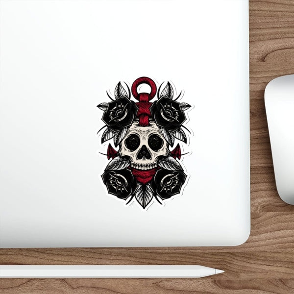 4 Black Roses Skull - Original Skull Die-Cut Stickers
