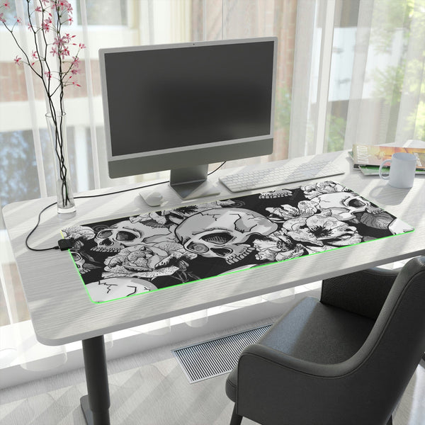 Skull Floral LED Gaming Mouse Pad