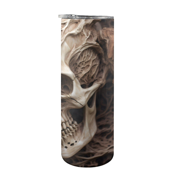 Brown Scary Skull Tumbler Wrap 20oz With Lid and Straw