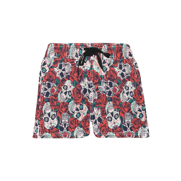 Women's Skull Red Roses Casual Board Shorts Provide A Premium Combination Of Comfort & Style