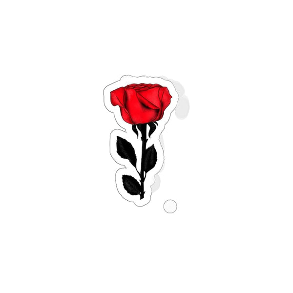 Single 3 Leaf Red Rose - Original Skull Die-Cut Stickers