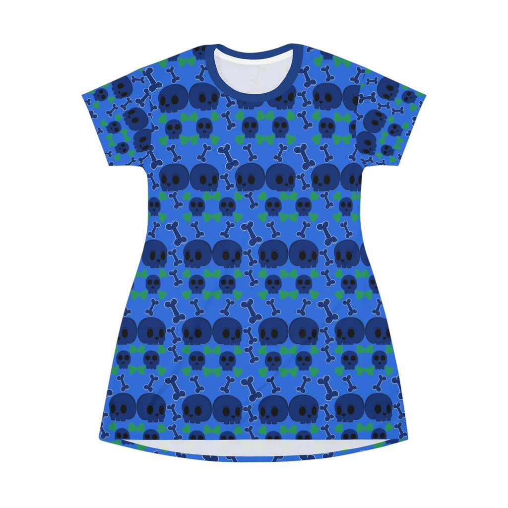 blue skull dress Women's Blue Skull Dress with Bows