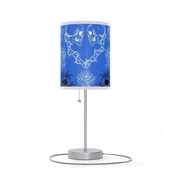 Skull Roses Blue Lamp on a Stand