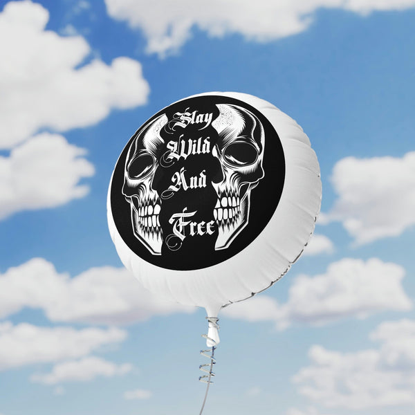 Skull Play Wild & Free Round Mylar Helium Balloon