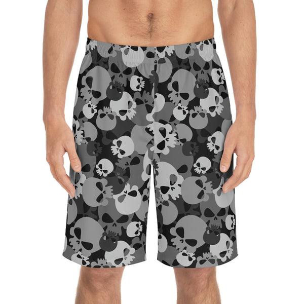 Men's Gray Skull Camo Board Shorts